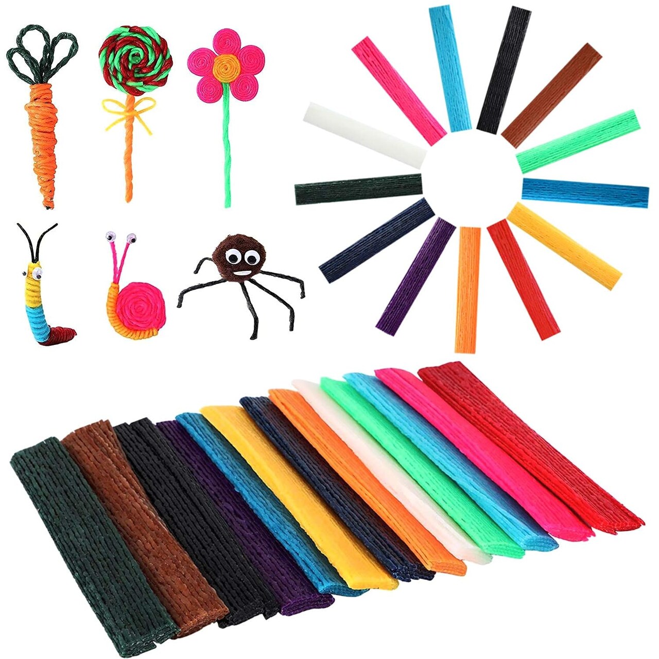 1000PCS Wax Craft Sticks Bendable Sticky Wax Yarn Sticks in 13 Colors with Blue Storage Bag for Kids DIY Art Supplies